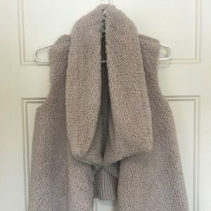 Beige faux fur vest